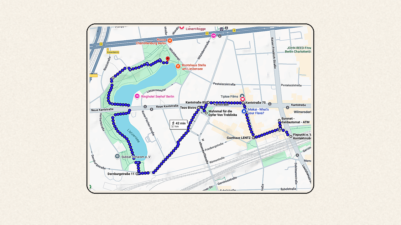 Berlin Footnote Transmission 1 route map (provisional)